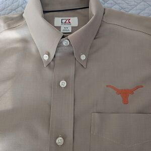 Cutter & Buck Men's UT Longhorn Tan Dress Shirt Size M